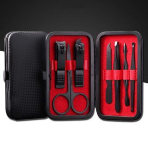 Black Premium 7-Piece Nail Cutter & Grooming Set – Stainless Steel Manicure Kit